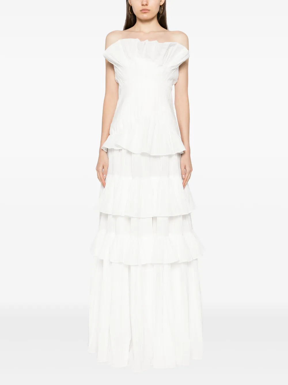 Ascot Ruffled Strapless Gown