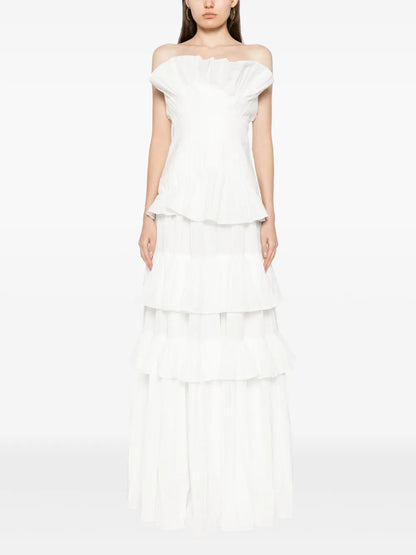 Ascot Ruffled Strapless Gown