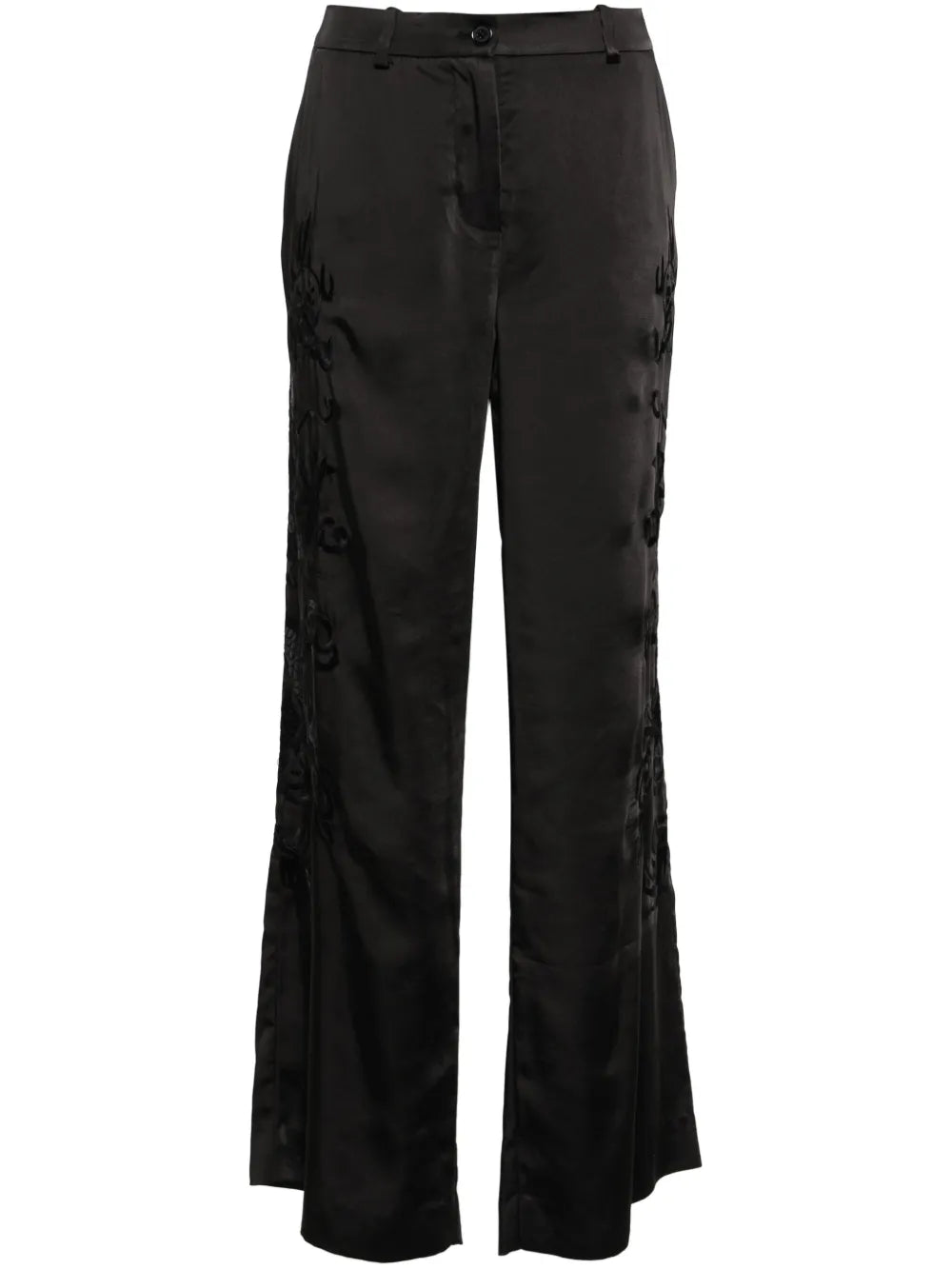 Dragon-Embroidered Straight Trousers