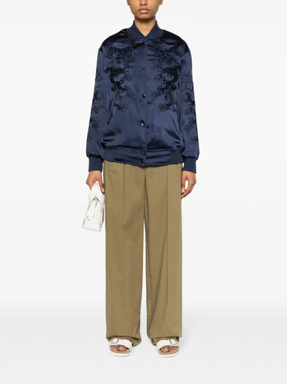 Dragon-Embroidered Bomber Jacket
