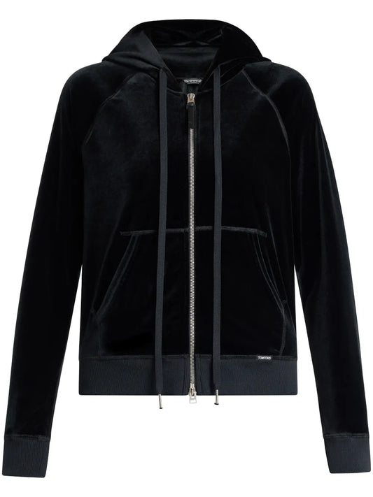 Long-Sleeve Velour Hoodie