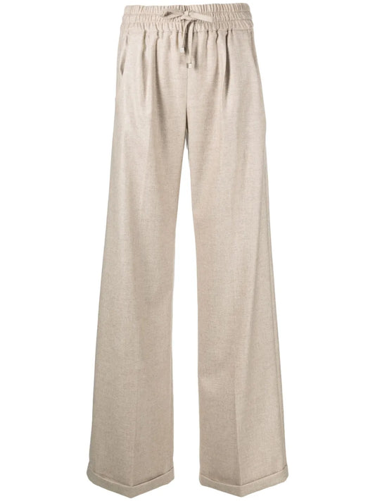 Wide-Leg Cashmere Trousers