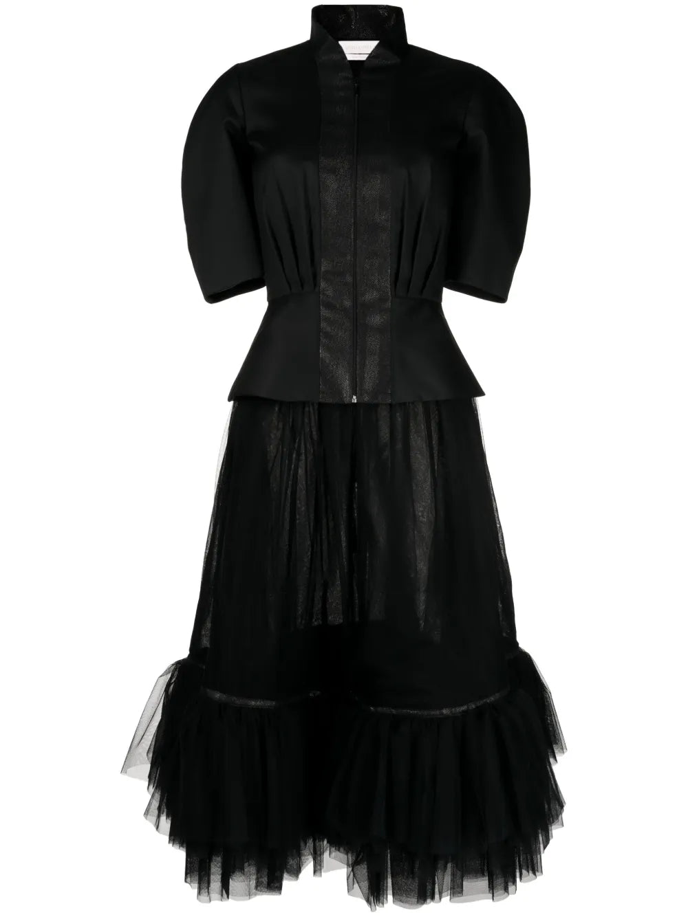 Tulle-Panel Ruffled Skirt Suit