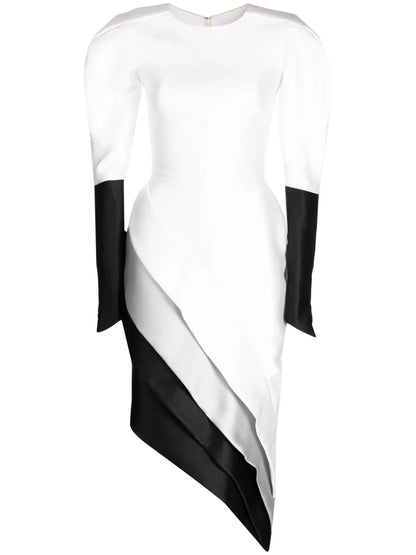 Mikado Panelled Piqué Midi Dress