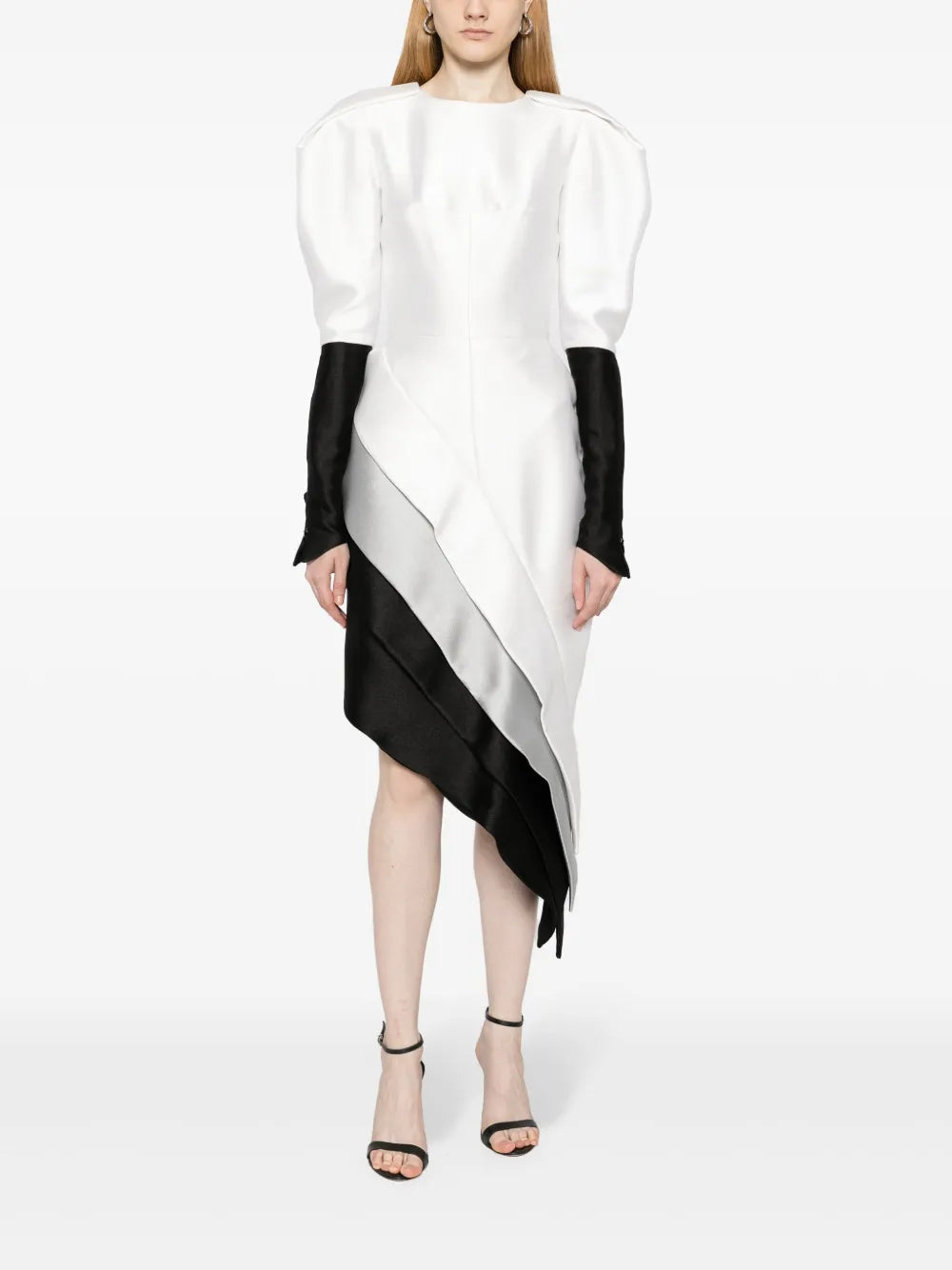 Mikado Panelled Piqué Midi Dress