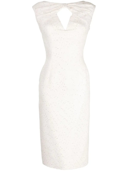 Sequin-Embellished Tweed Midi Dress