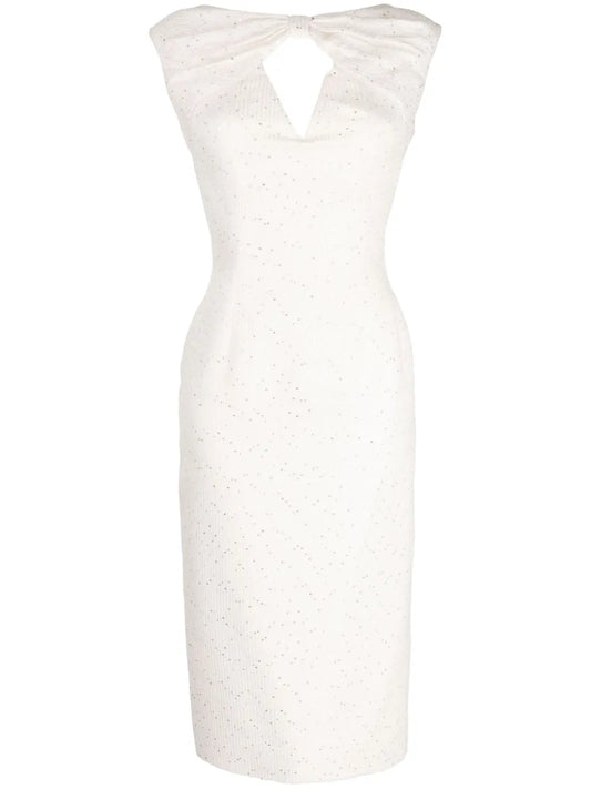 Sequin-Embellished Tweed Midi Dress