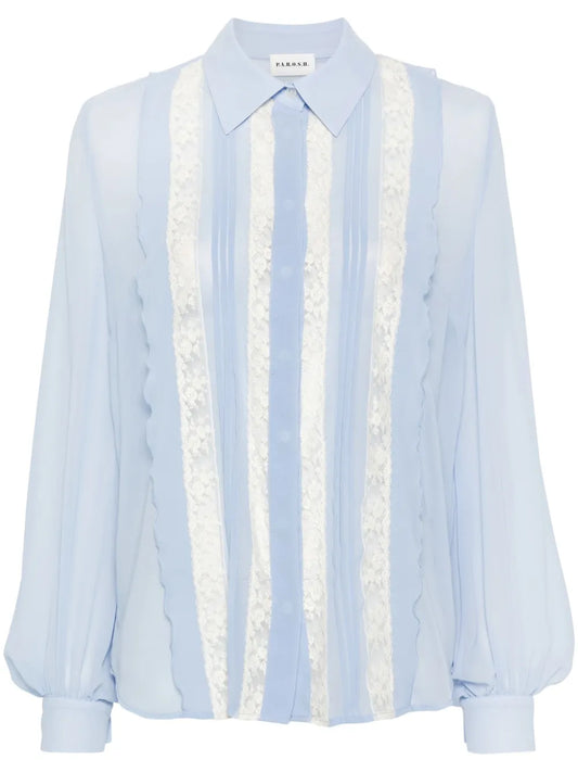 Lace-Panelling Shirt