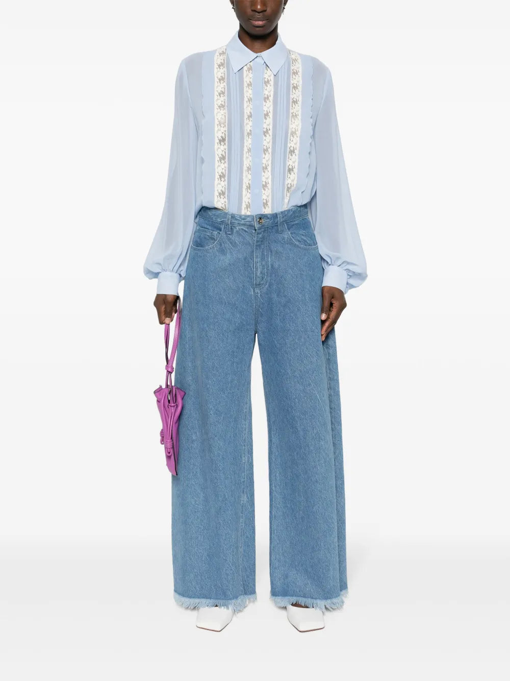 Lace-Panelling Shirt
