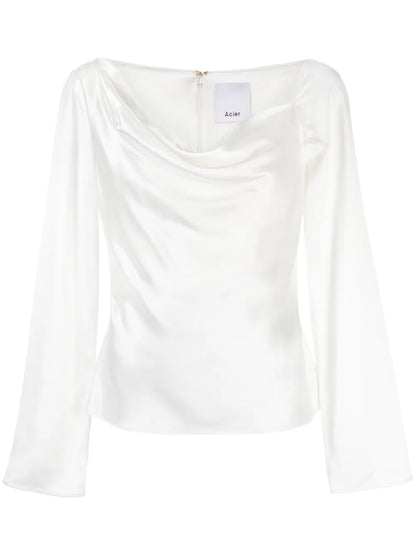 Hallett Long-Sleeve Satin Blouse