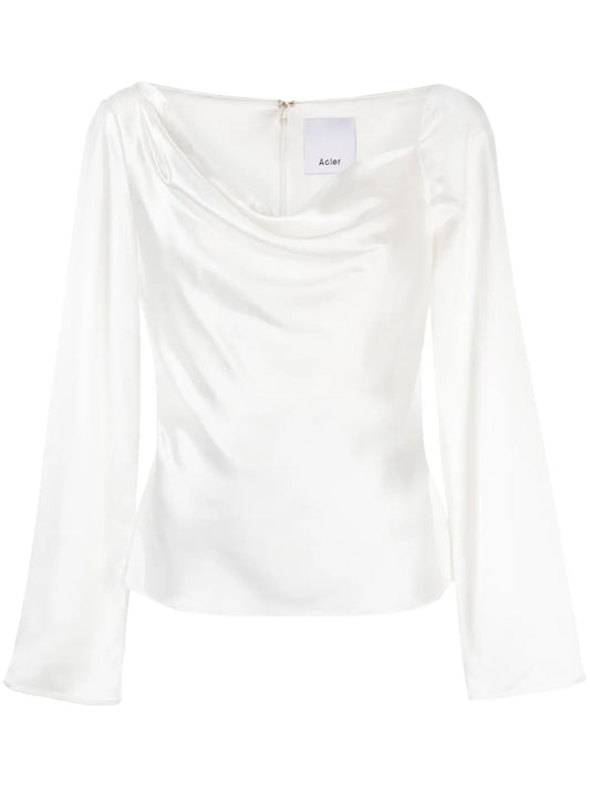 Hallett Long-Sleeve Satin Blouse