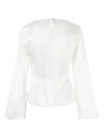 Hallett Long-Sleeve Satin Blouse