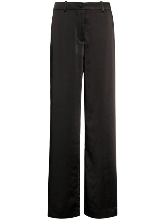 Satin-Finish Straight-Leg Trousers