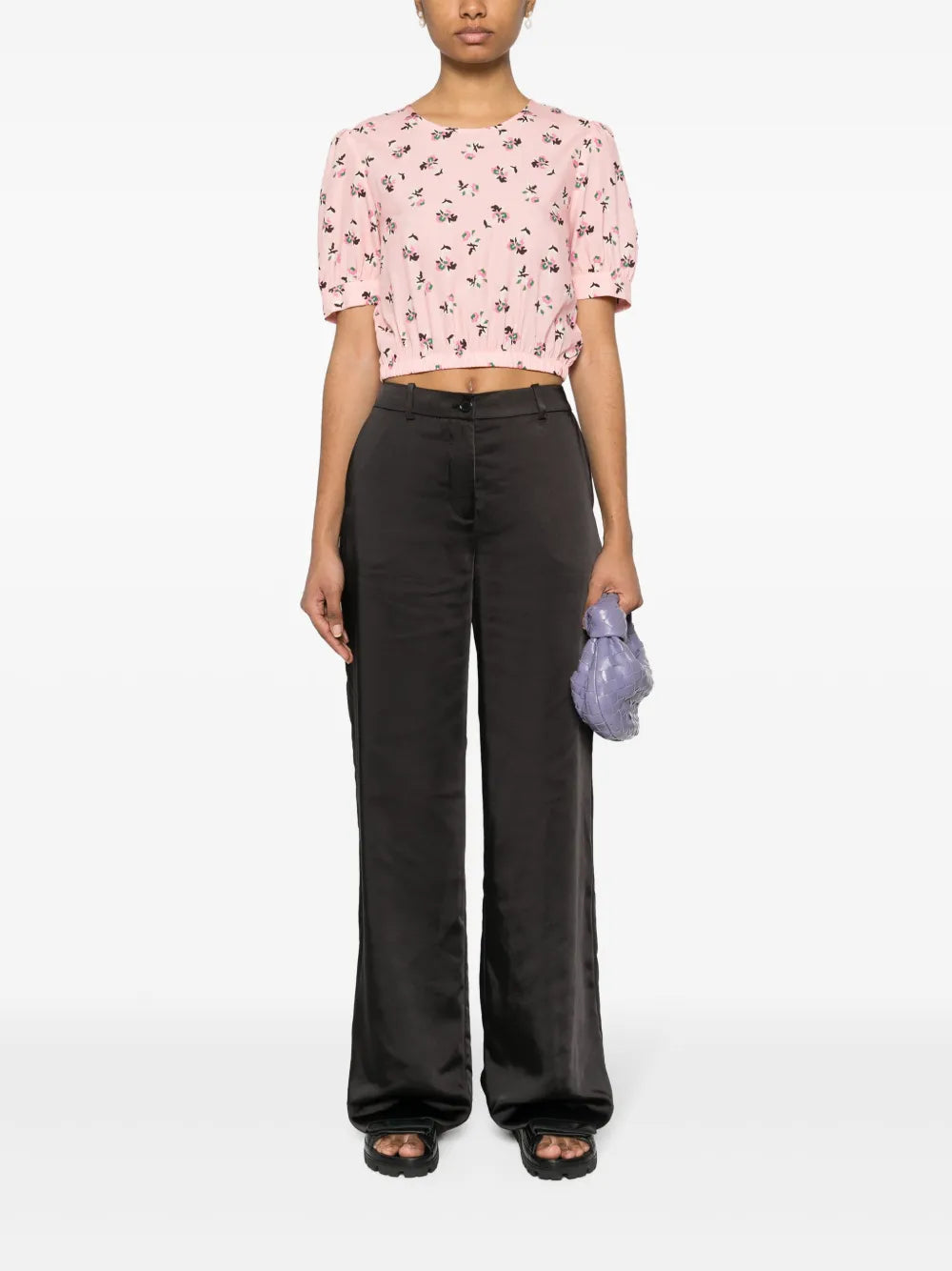 Satin-Finish Straight-Leg Trousers
