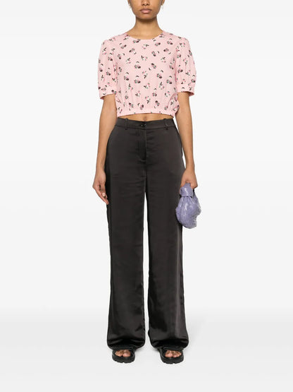 Satin-Finish Straight-Leg Trousers