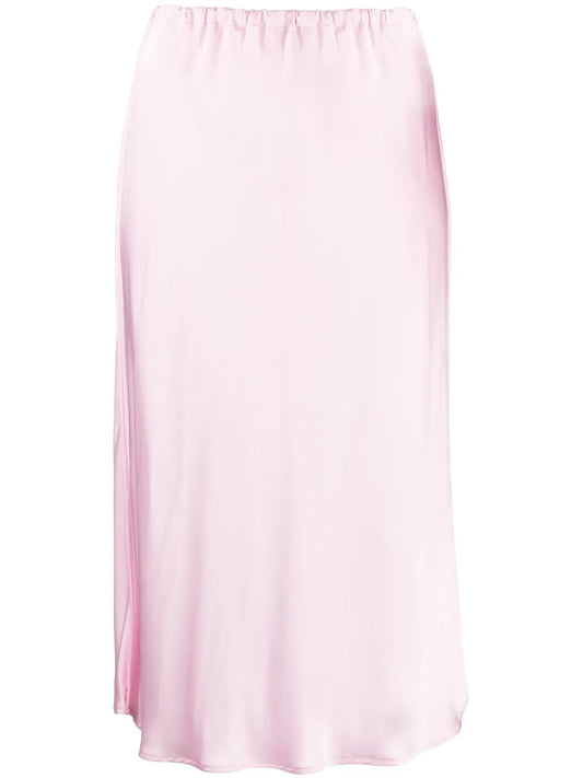Elasticated-Waist Flared Midi Skirt