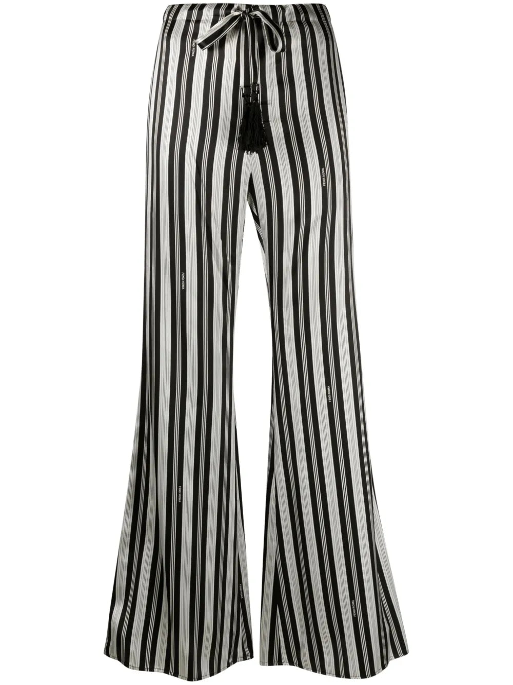Striped Silk Flared Trousers