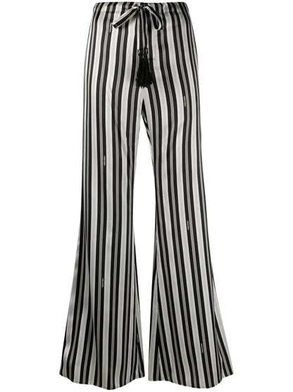 Striped Silk Flared Trousers