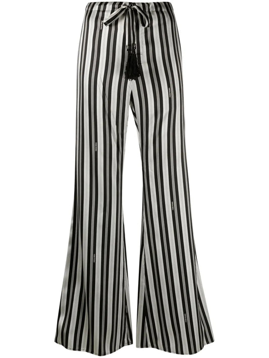 Striped Silk Flared Trousers