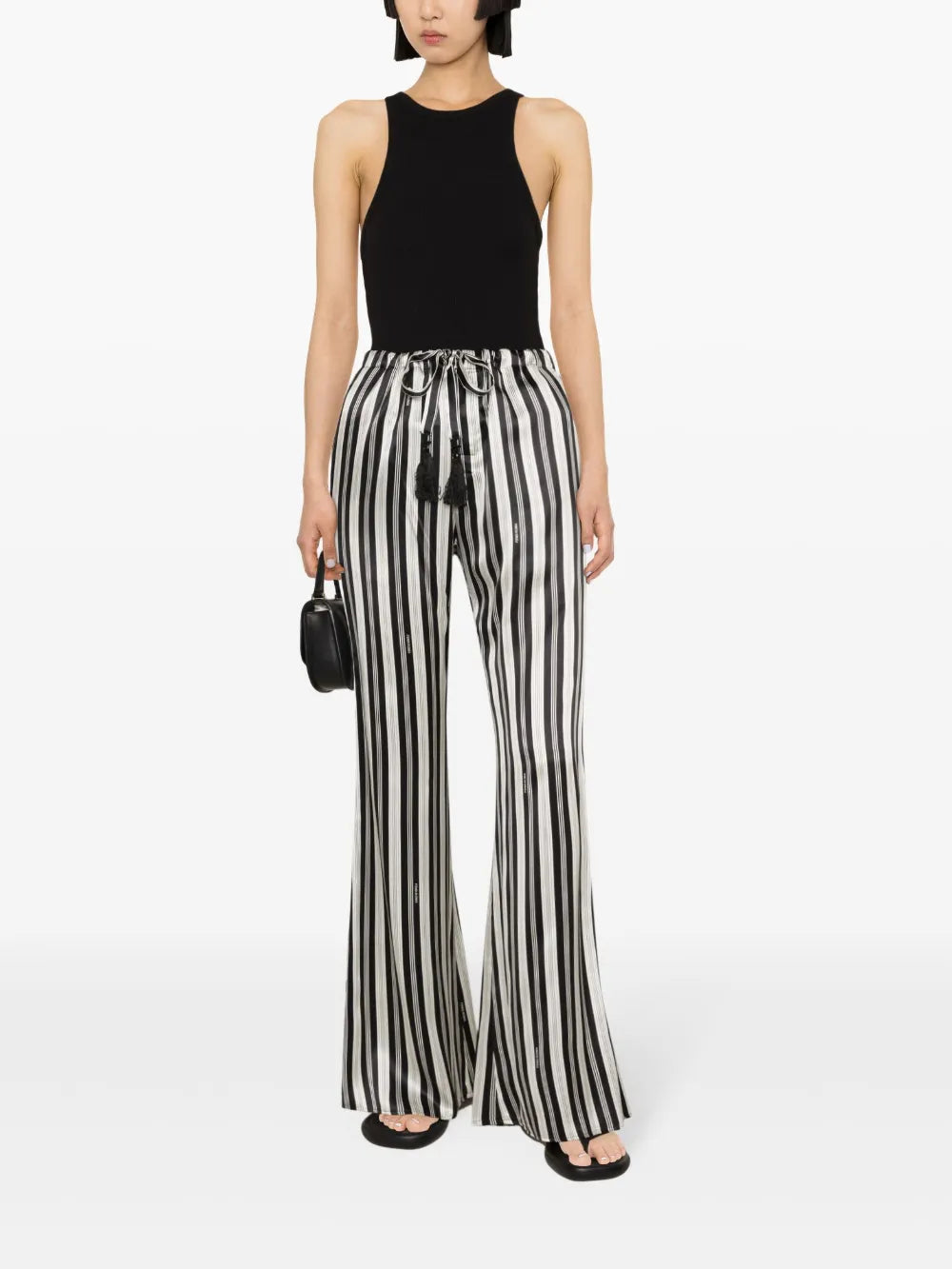 Striped Silk Flared Trousers