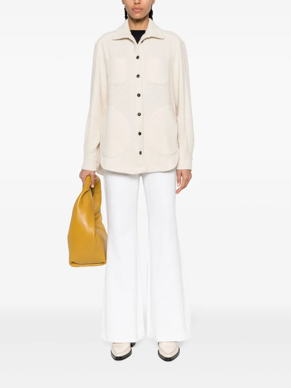 Button-Up Cashmere-Blend Shirt Jacket