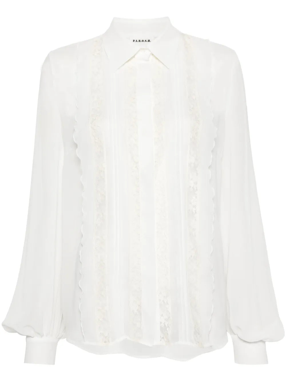 Lace-Panelling Chiffon Shirt