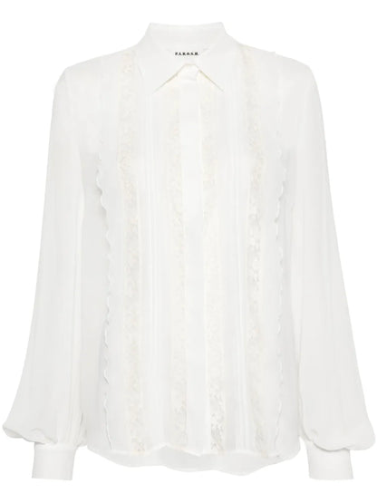 Lace-Panelling Chiffon Shirt