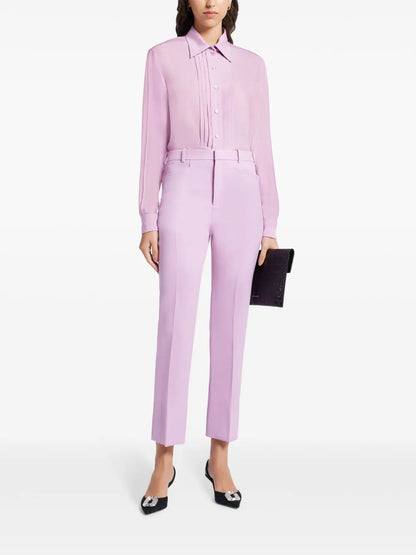 Plissé-Detailed Silk Shirt