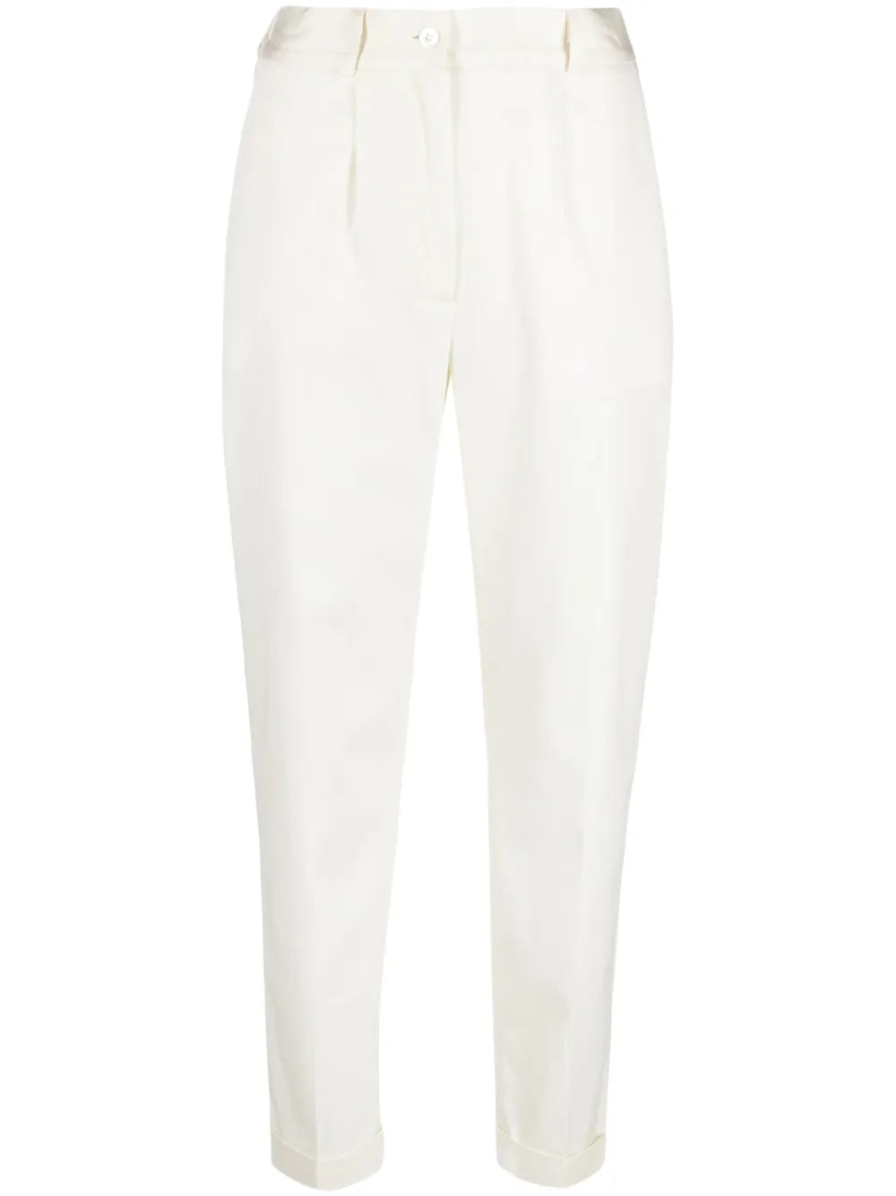 High-Waisted Tapered Twill Trousers