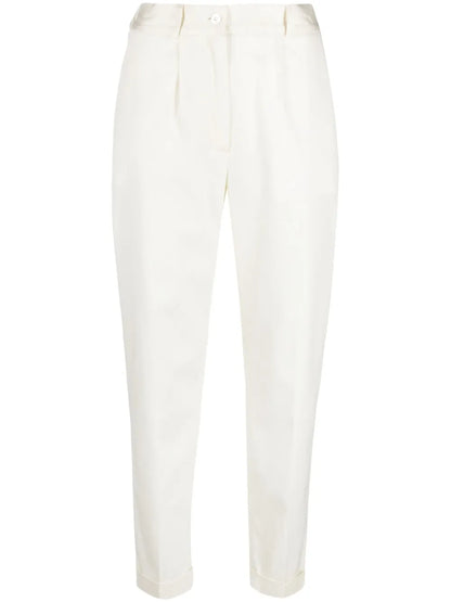 High-Waisted Tapered Twill Trousers