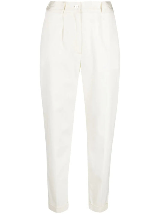 High-Waisted Tapered Twill Trousers