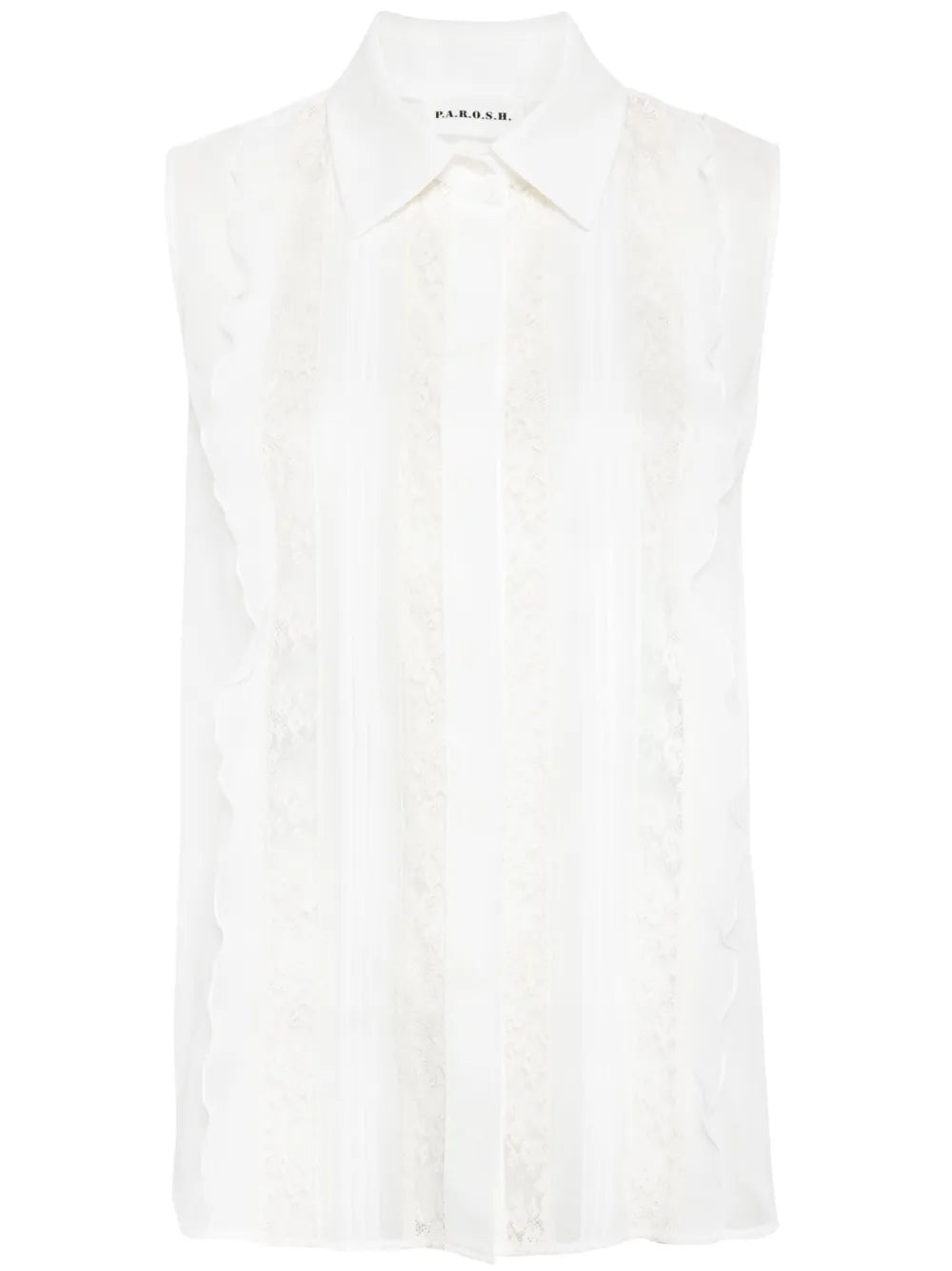 Lace-Panelling Sleveless Blouse