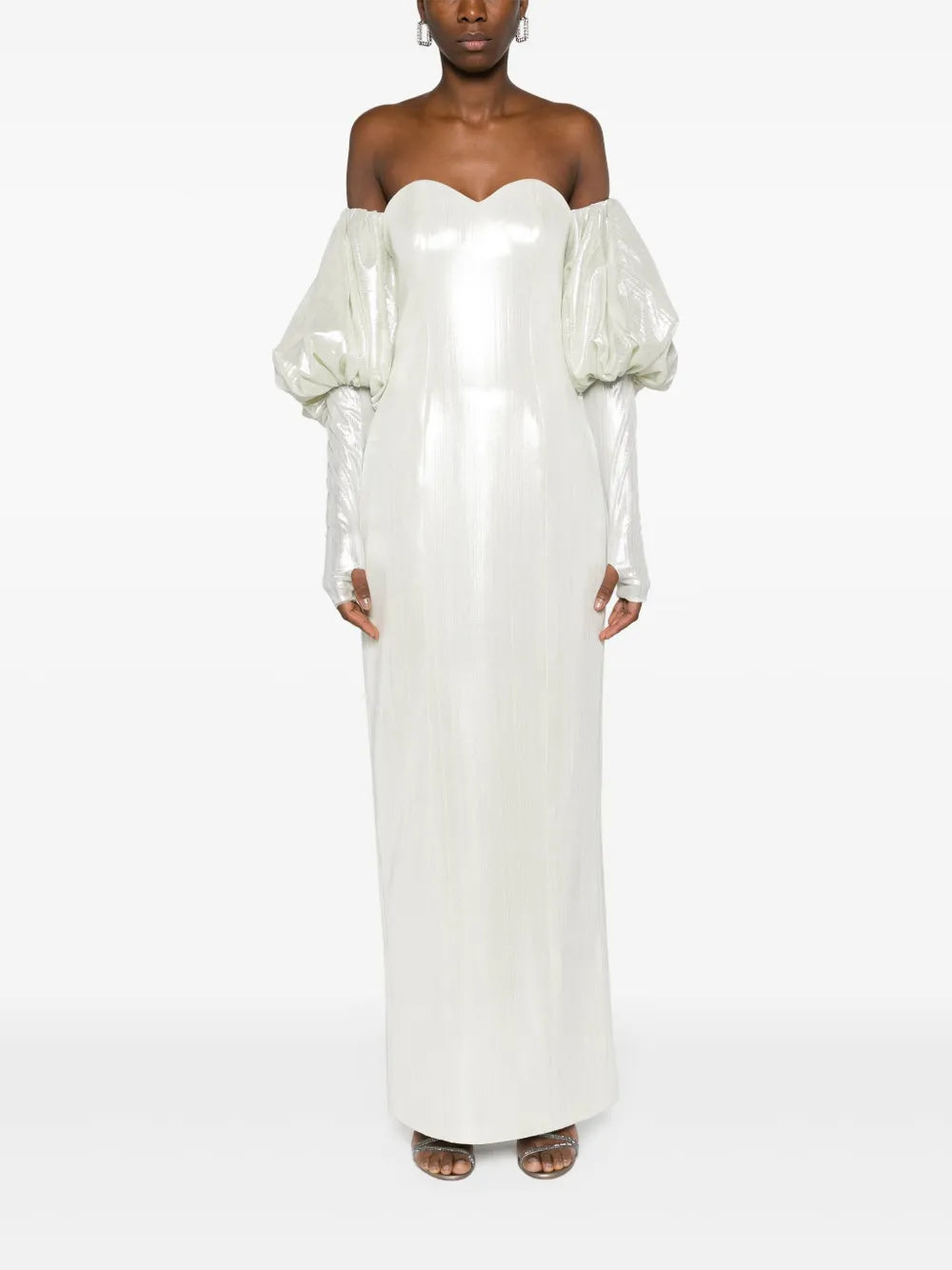 Juliet-Sleeves Lamé Gown