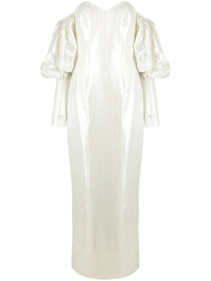 Juliet-Sleeves Lamé Gown