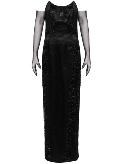 Rhinestone-Embellished Strapless Gown