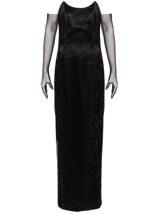 Rhinestone-Embellished Strapless Gown