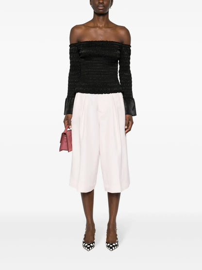 Pleated Knee-Length Shorts