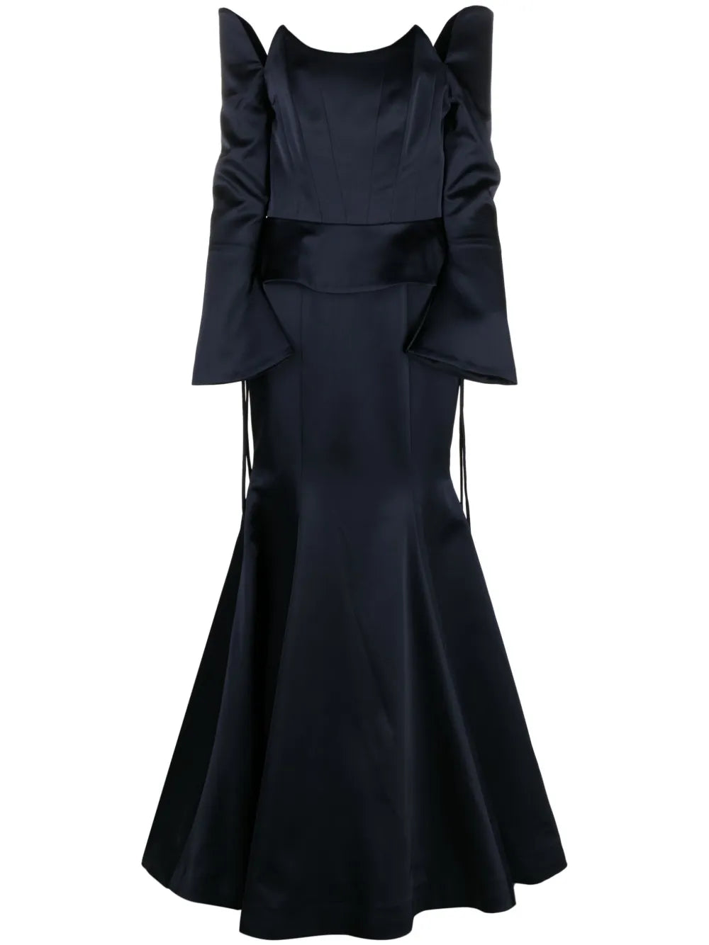 Off-Shoulder Satin Fishtail Gown
