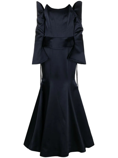 Off-Shoulder Satin Fishtail Gown