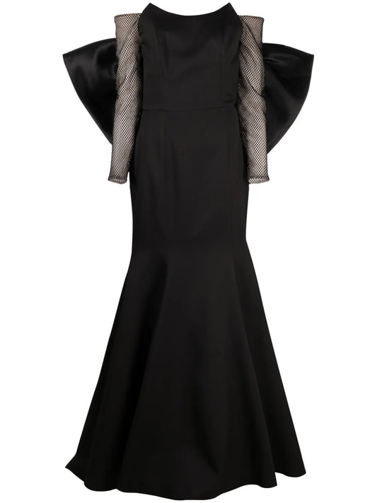 Off-Shoulder Satin Fishtail Gown