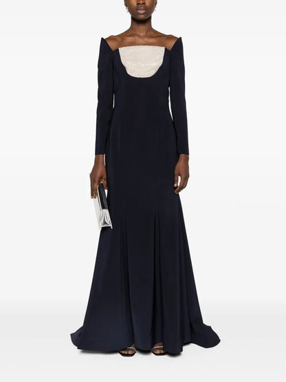 Off-Shoulder Satin Fishtail Gown