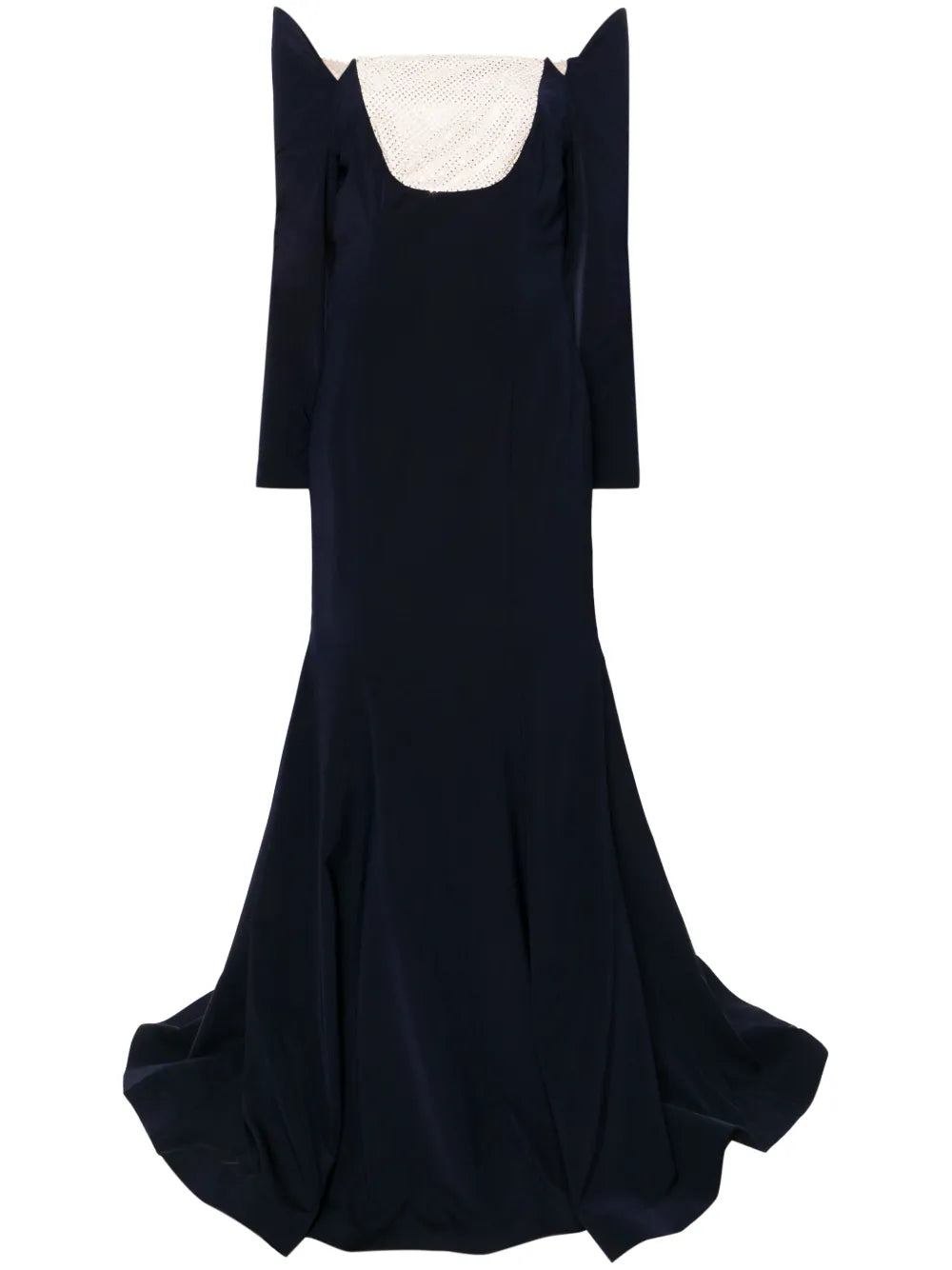 Off-Shoulder Satin Fishtail Gown
