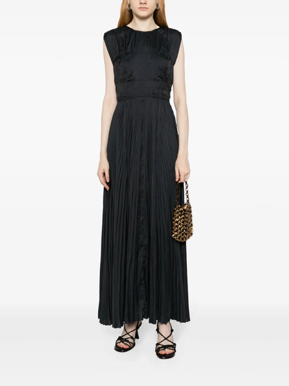 Delia Plissé-Effect Maxi Dress