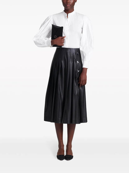 Tullius Side-Button Pleated Midi Skirt