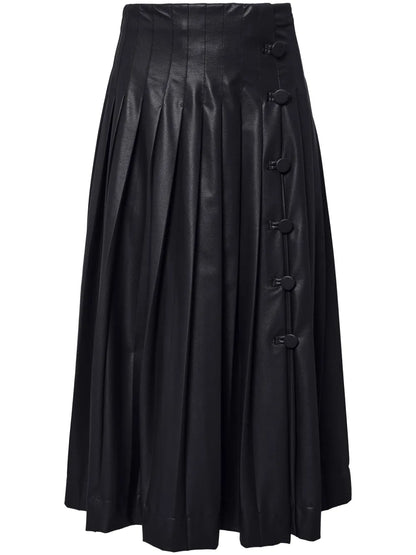 Tullius Side-Button Pleated Midi Skirt