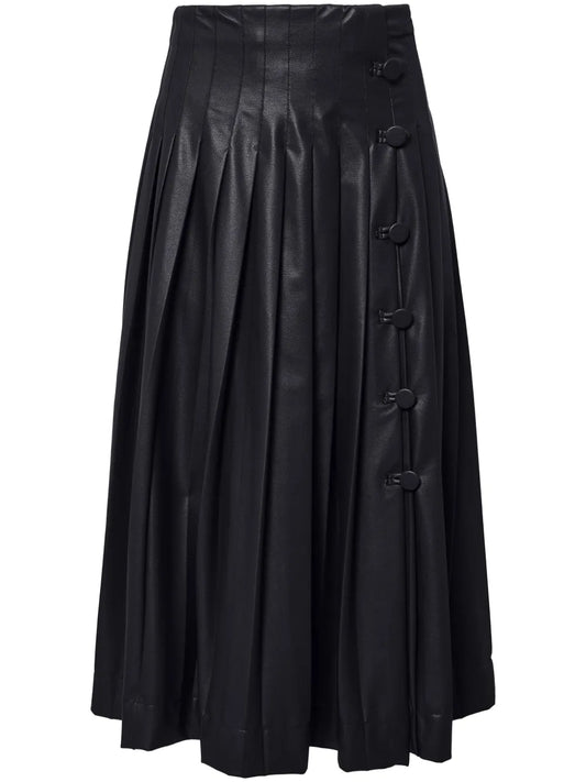 Tullius Side-Button Pleated Midi Skirt