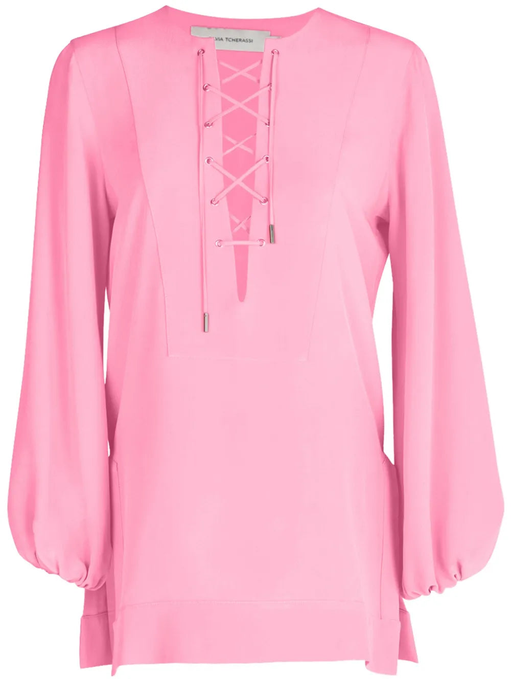 Lace-Up Silk Shirt