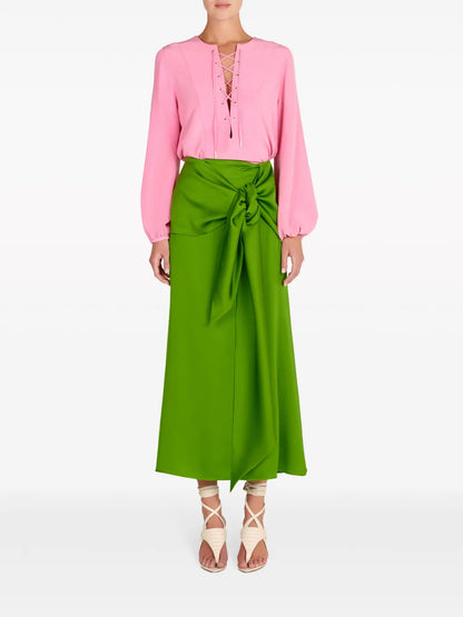 Lace-Up Silk Shirt