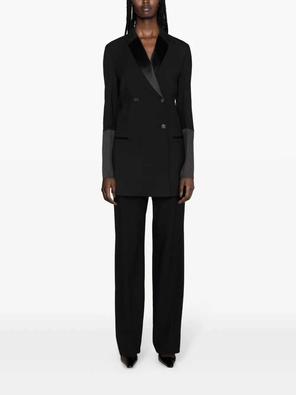 Double-Breasted Tuxedo Blazer