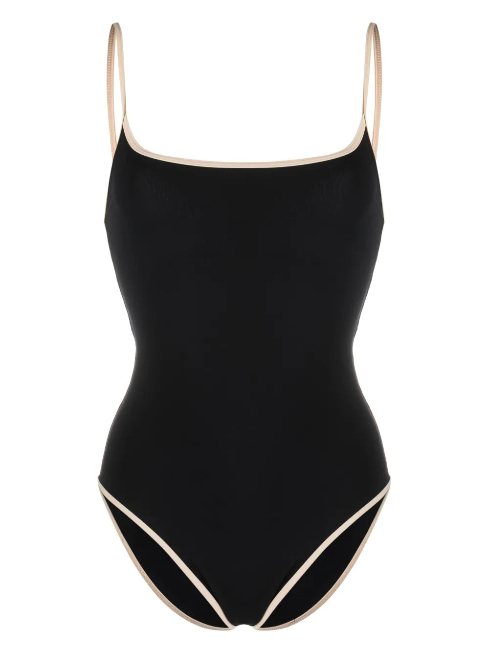 Striped-Edge Spaghetti-Strap Swimsuit